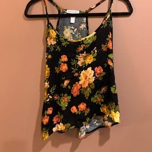 Black Floral Razorback Tank Top